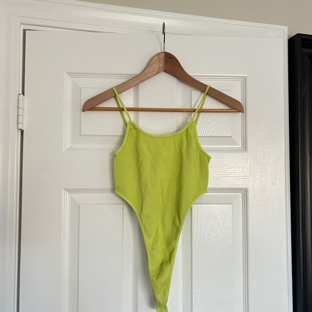 Lime Green Ribbed Bodysuit